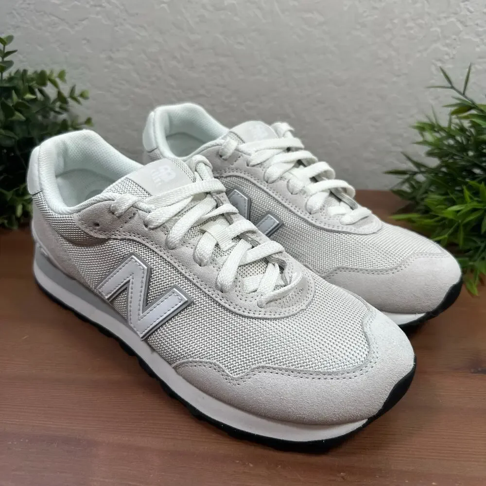 New Balance Women's 515 White Aluminum Grey Suede Sneakers 9